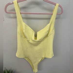 Princess Polly Yellow Textured Bodysuit